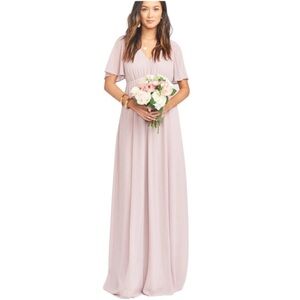 Show Me Your MuMu‎ Emily Empire Maxi Dress Dusty Blush Crisp XS Bridesmaid Bride